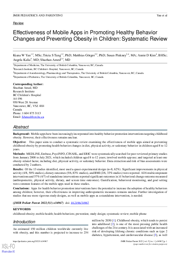 (PDF) Effectiveness of Mobile Apps in Promoting Healthy Behavior ...