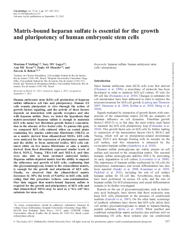 (PDF) Matrix-bound heparan sulfate is essential for the growth and ...