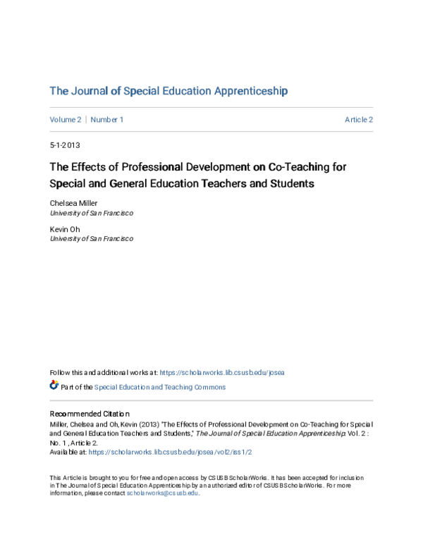 (PDF) The Effects of Professional Development on Co-Teaching for ...