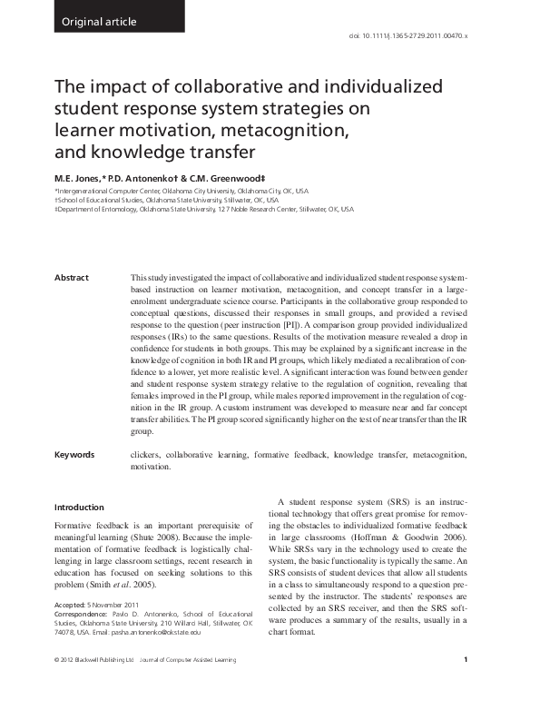 (PDF) The impact of collaborative and individualized student response ...