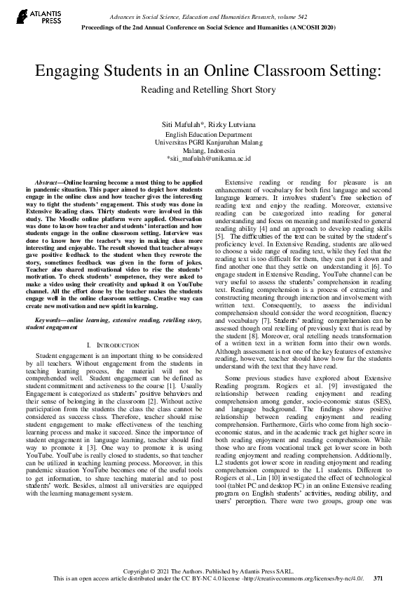 (PDF) Engaging Students in an Online Classroom Setting