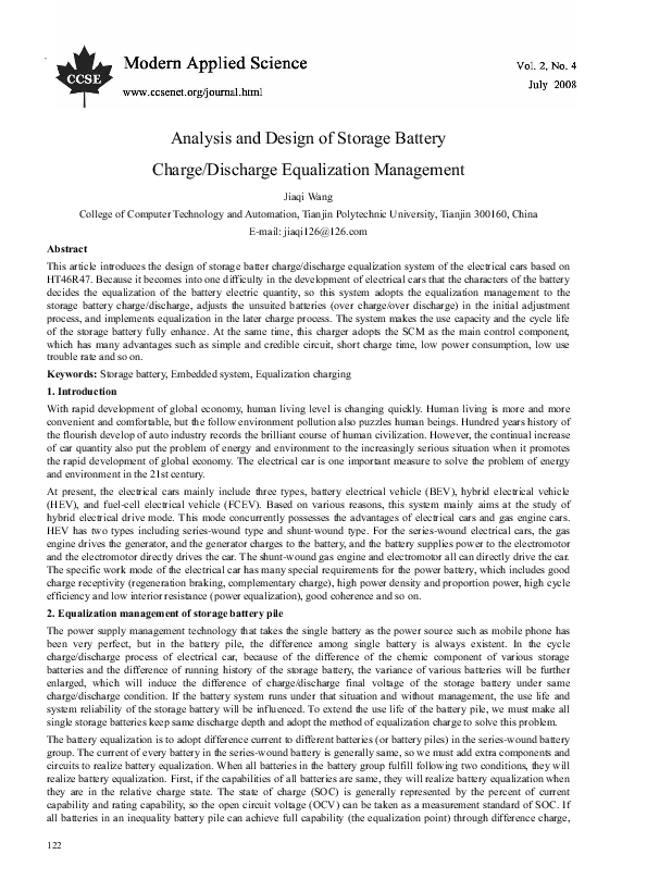 (PDF) Analysis and Design of Storage Battery Charge/Discharge