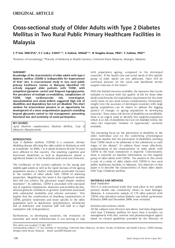 (PDF) Cross-sectional study of older adults with type 2 diabetes ...