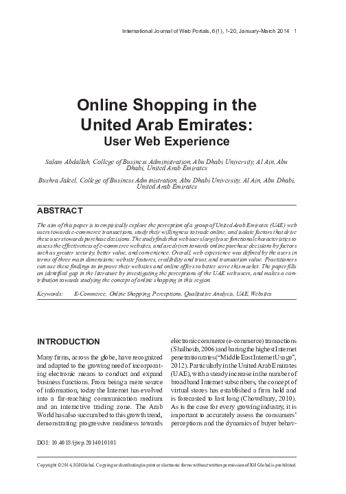 (PDF) Online Shopping in the United Arab Emirates