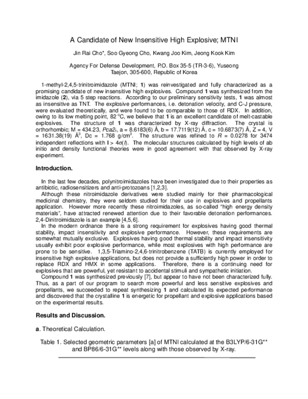 (PDF) A Candidate of New Insensitive High Explosive; MTNI