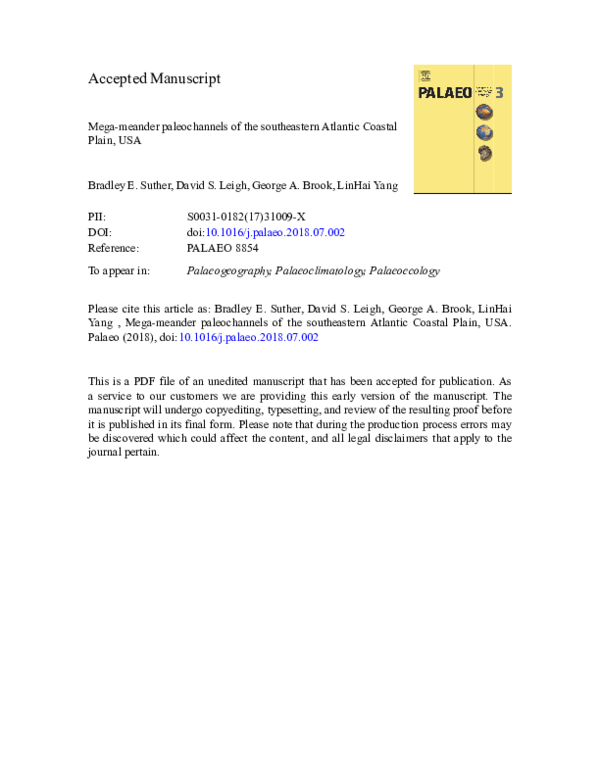 (PDF) Mega-meander paleochannels of the southeastern Atlantic Coastal ...