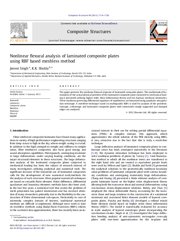 (PDF) Nonlinear flexural analysis of laminated composite plates using ...