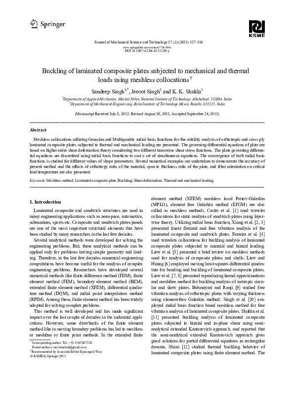 (PDF) Buckling of laminated composite plates subjected to mechanical ...