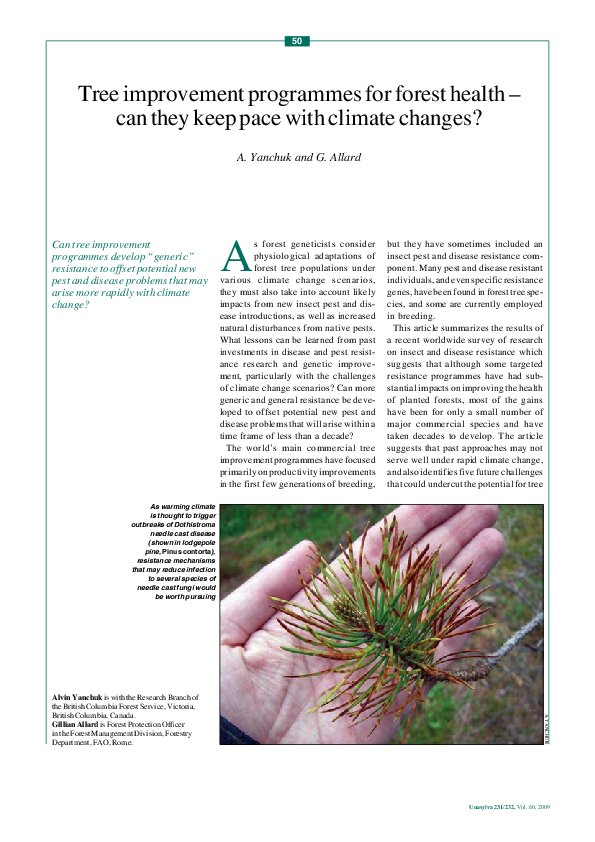 (PDF) Tree improvement programmes for forest health–can they keep pace ...
