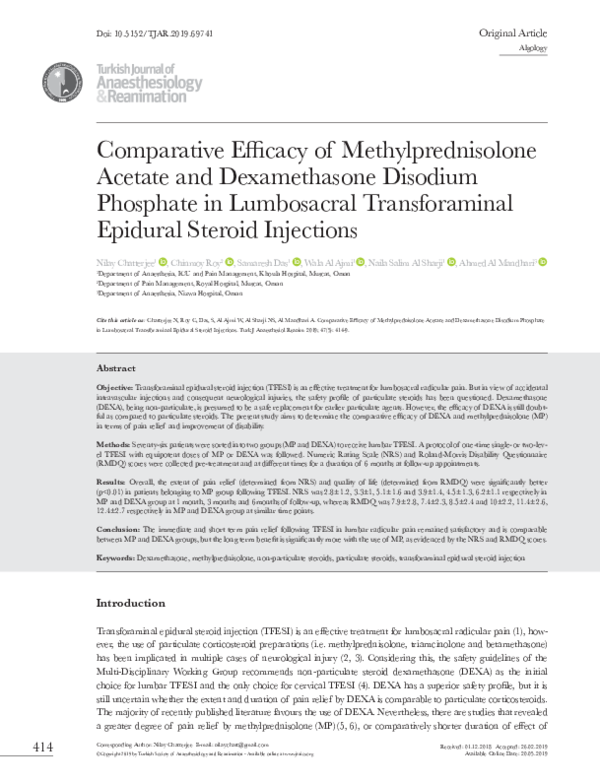 (PDF) Comparative Efficacy of Methylprednisolone Acetate and ...
