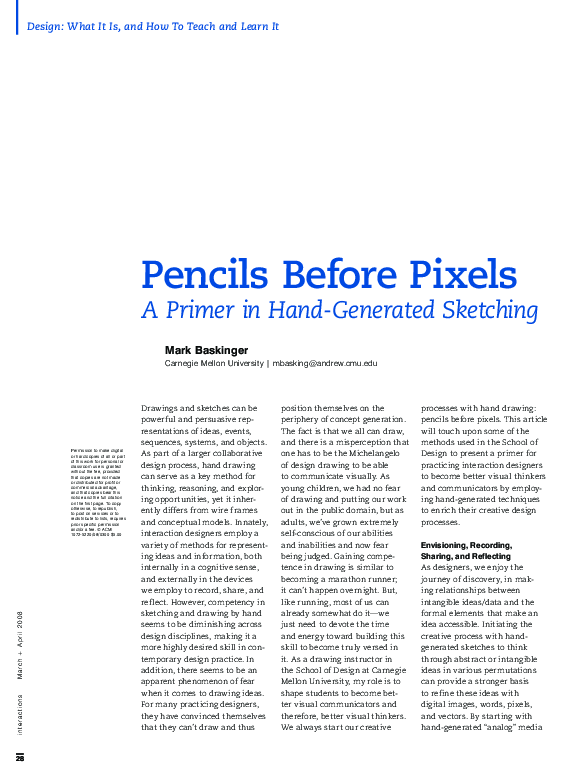 (PDF) COVER STORYPencils before pixels Mark Baskinger Academia.edu