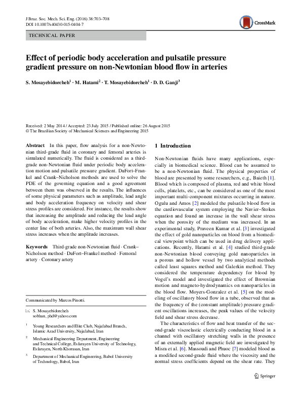 (PDF) Effect of periodic body acceleration and pulsatile pressure ...