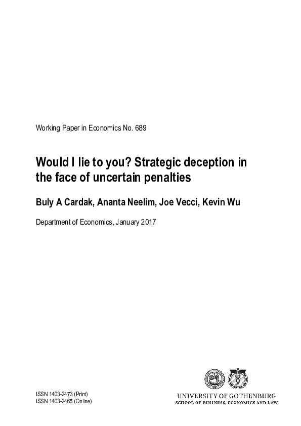 (PDF) Would I lie to you? Strategic deception in the face of uncertain ...