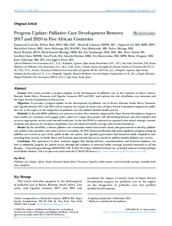 (PDF) Progress update: Palliative care development between 2017 and ...