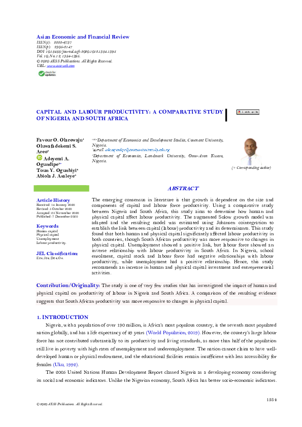 (PDF) Capital and Labour Productivity: A Comparative Study of Nigeria ...