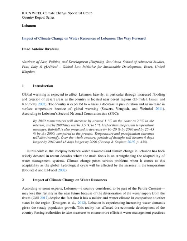 (PDF) Impact of Climate Change on Water Resources of Lebanon: The Way ...