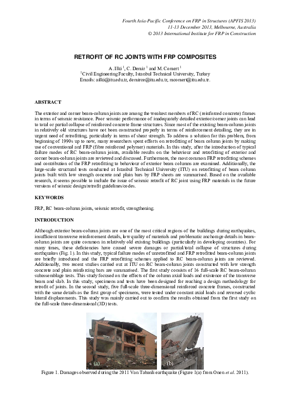 (PDF) Retrofit of RC Joints with FRP Composites