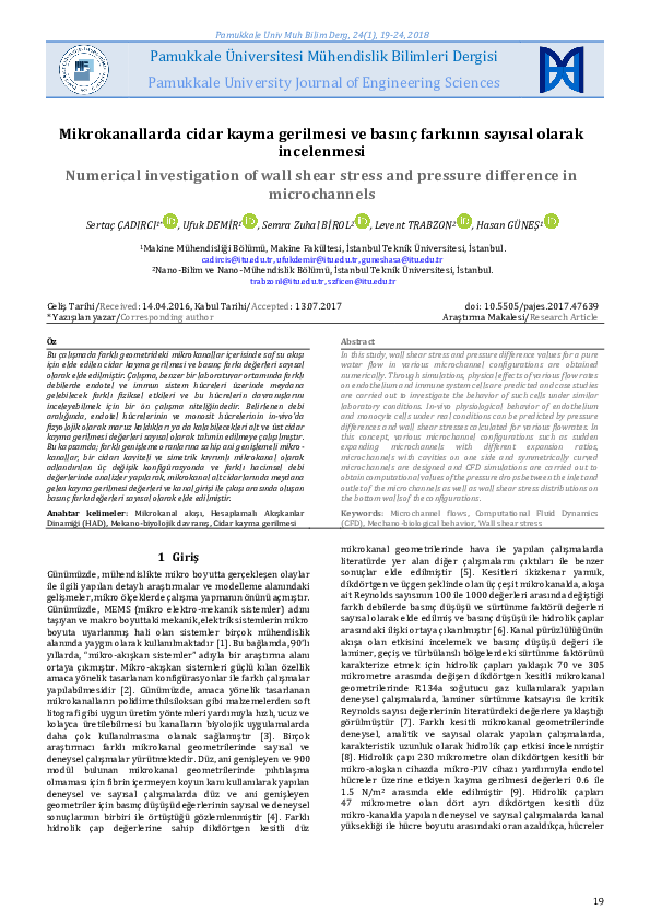 (PDF) Numerical investigation of wall shear stress and pressure ...