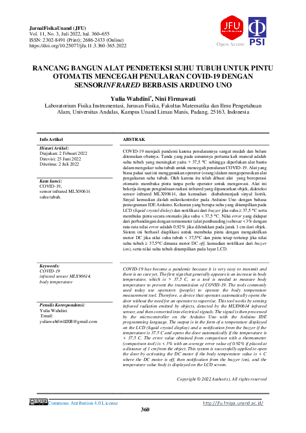 (PDF) Rancang Bangun Alat Pendeteksi Suhu Tubuh Untuk Mencegah ...