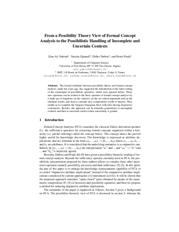 (PDF) From a Possibility Theory View of Formal Concept Analysis to the ...