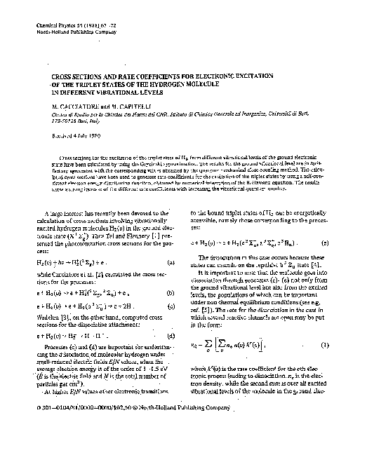 (PDF) Cross sections and rate coefficients for electronic excitation of ...