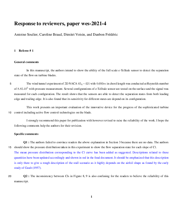 (PDF) Response to reviewers, paper wes-2021-4