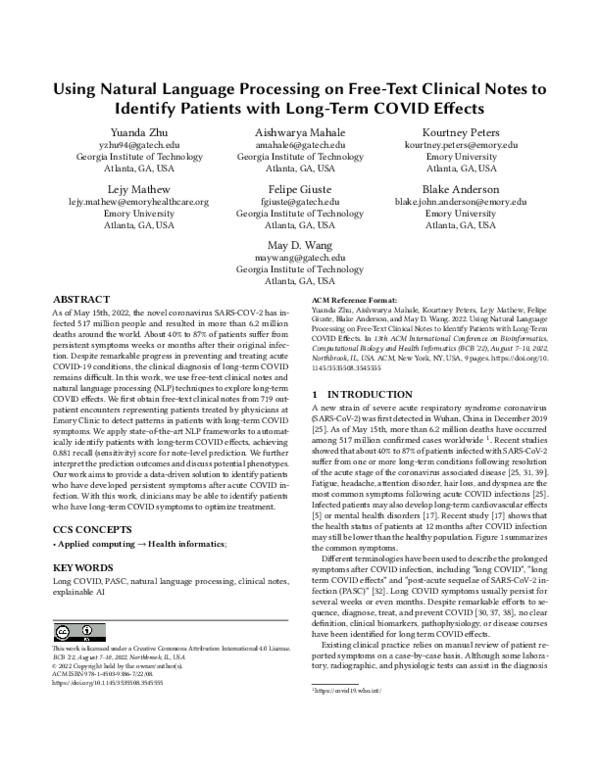 (PDF) Using natural language processing on free-text clinical notes to ...