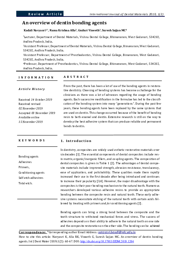 (PDF) An overview of dentin bonding agents Guduri Vineeth Academia.edu