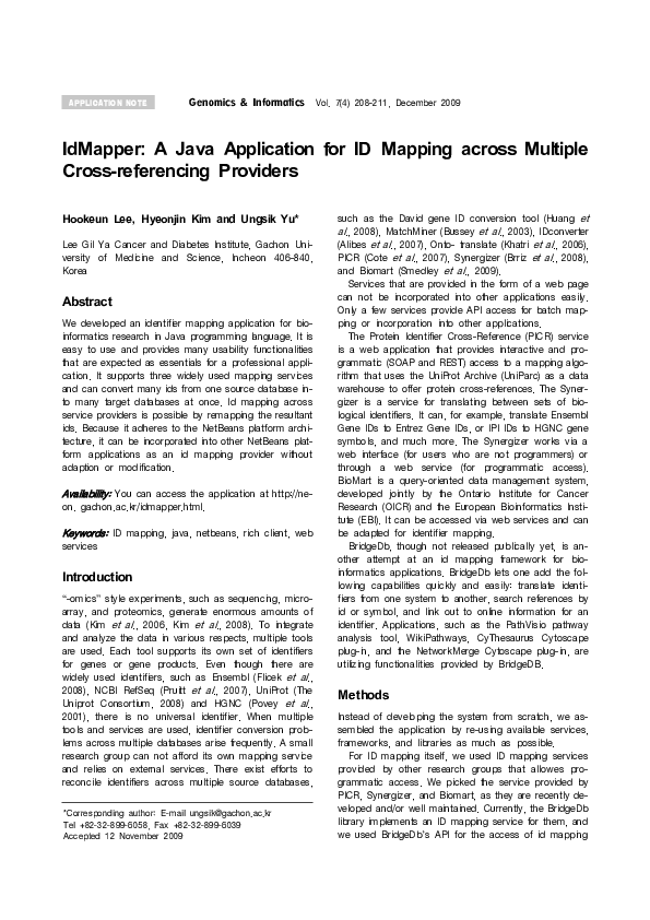 (PDF) IdMapper: A Java Application for ID Mapping across Multiple Cross ...