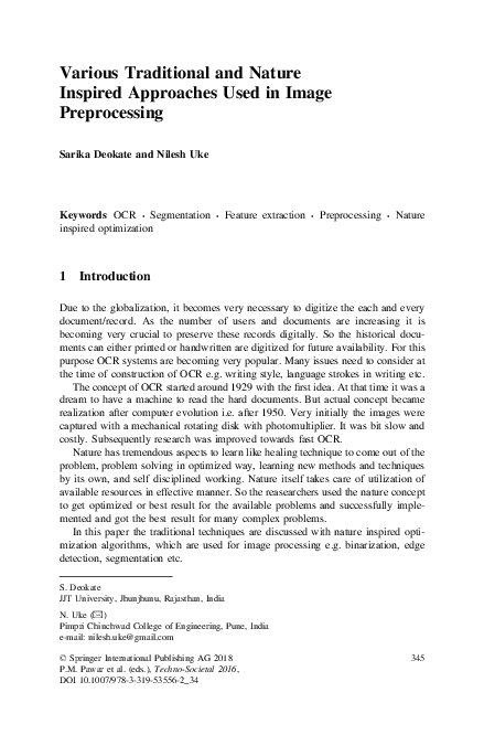 (PDF) Various Traditional and Nature Inspired Approaches Used in Image ...