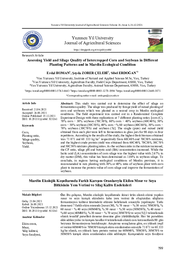 (PDF) Assessing Yield and Silage Quality of Intercropped Corn and ...