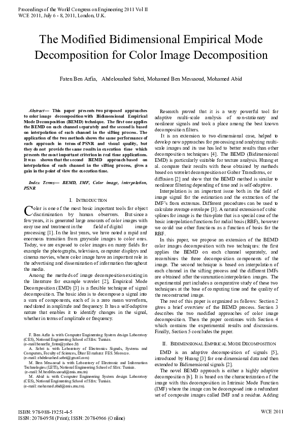 (PDF) The Modified Bidimensional Empirical Mode Decomposition for Color ...