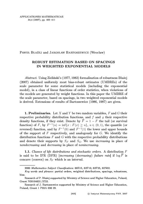 (PDF) Robust estimation based on spacings in weighted exponential models