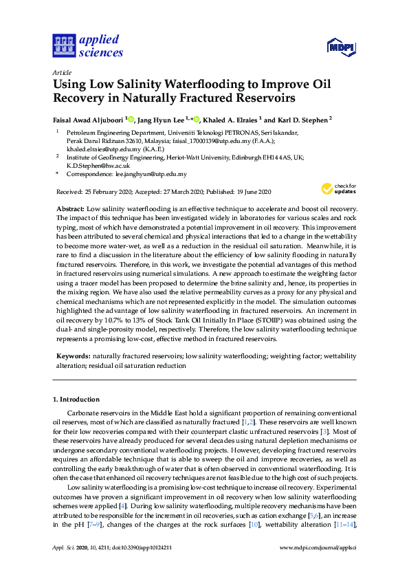 (PDF) Using Low Salinity Waterflooding to Improve Oil Recovery in ...