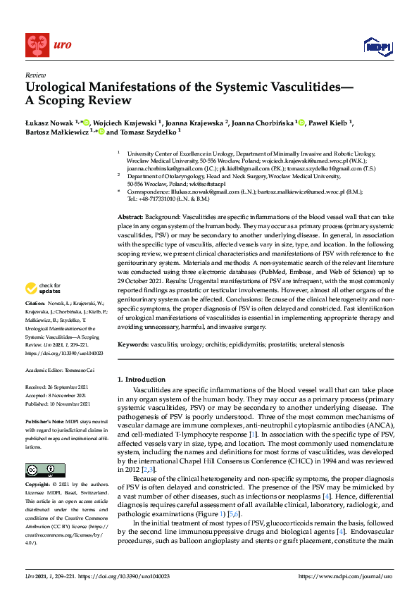 (PDF) Urological Manifestations of the Systemic Vasculitides—A Scoping ...