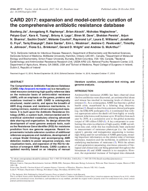 (PDF) CARD 2017 expansion and modelcentric curation of the
