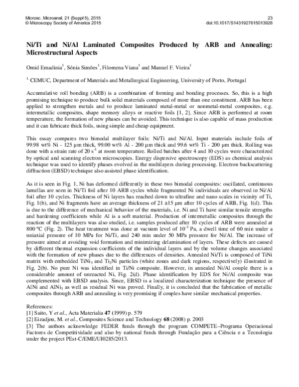 (PDF) Ni/Ti and Ni/Al Laminated Composites Produced by ARB and ...