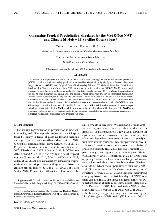 (PDF) Comparing Tropical Precipitation Simulated by the Met Office NWP ...
