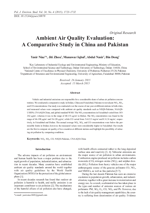 (PDF) Ambient Air Quality Evaluation: A Comparative Study in China and ...