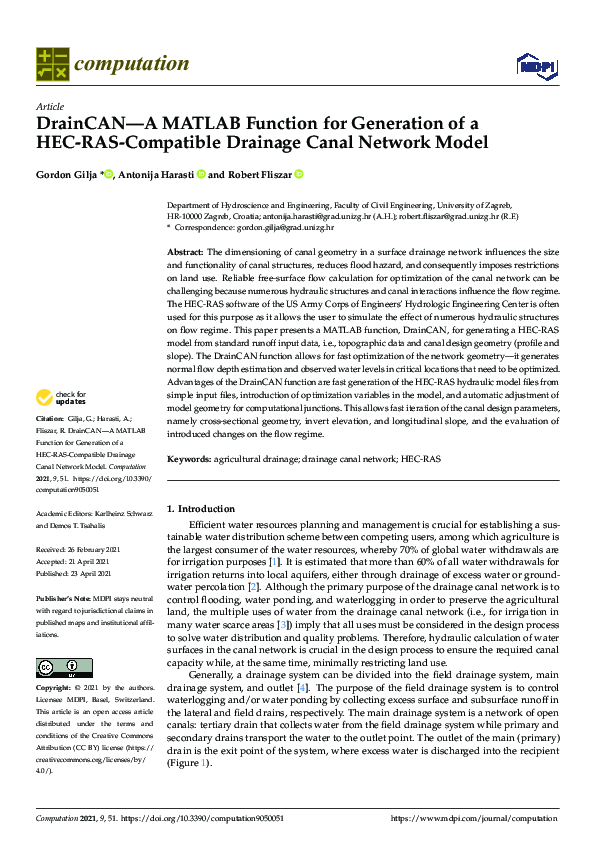 (PDF) DrainCAN - A MATLAB Function for Generation of a HEC-RAS ...