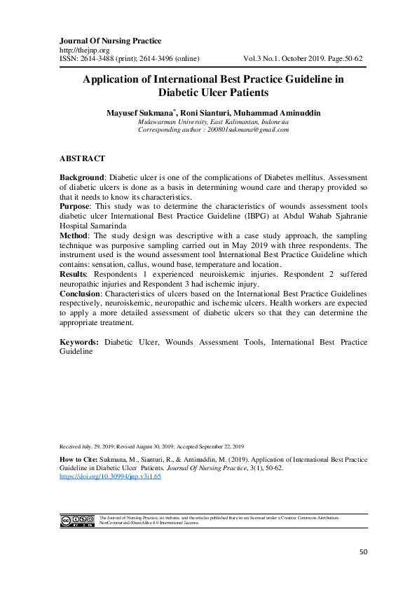 (PDF) Application of International Best Practice Guideline in Diabetic