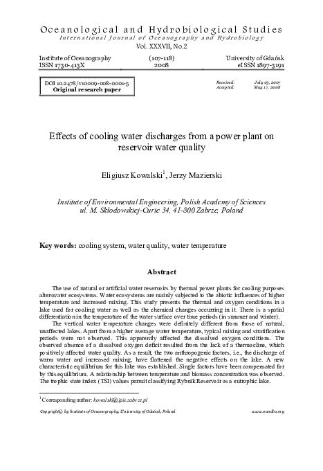 (PDF) Effects of cooling water discharges from a power plant on ...