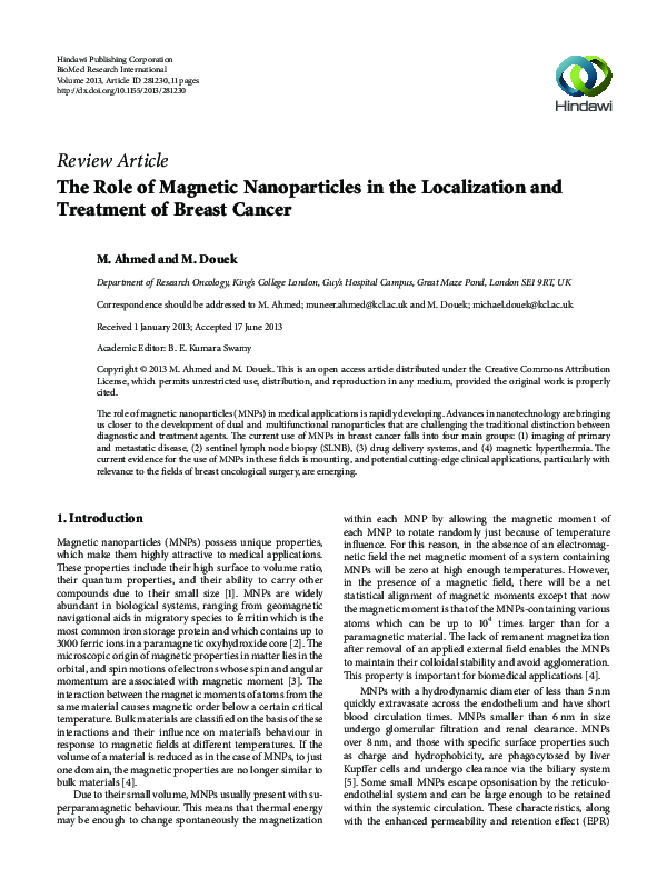 (PDF) The role of magnetic nanoparticles in the localization and ...