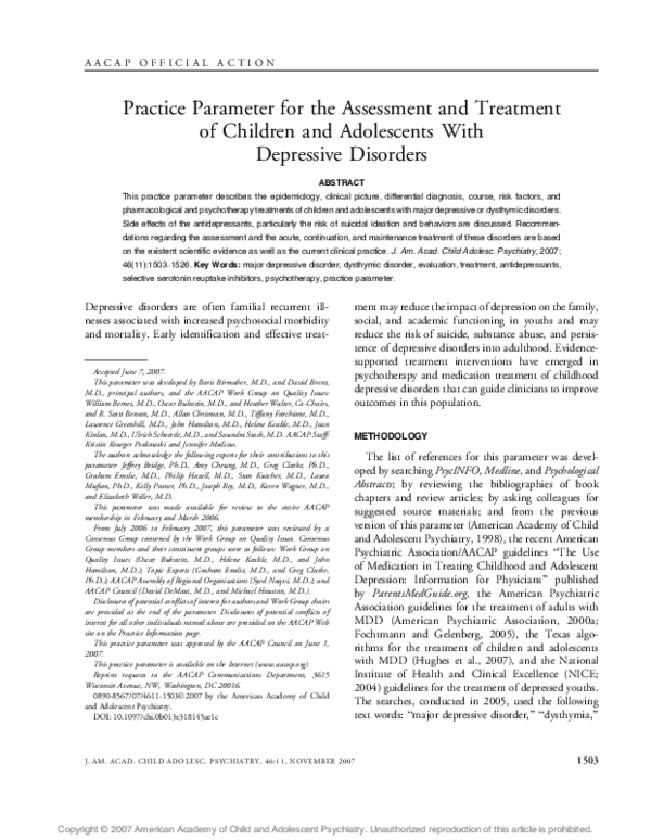 (PDF) Practice parameter for the assessment and treatment of children ...