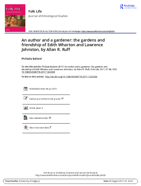 (PDF) An author and a gardener: the gardens and friendship of Edith ...
