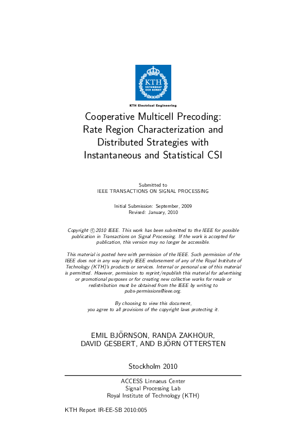(PDF) Cooperative Multicell Precoding: Rate Region Characterization and ...