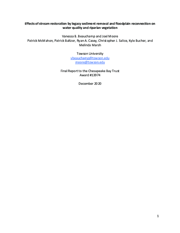 (PDF) Effects of stream restoration by legacy sediment removal and ...