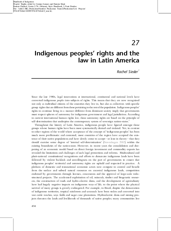 (PDF) Indigenous peoples’ rights and the law in Latin America