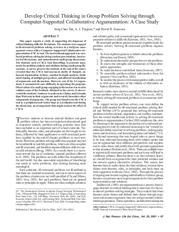 (PDF) Develop Critical Thinking in Group Problem Solving through ...