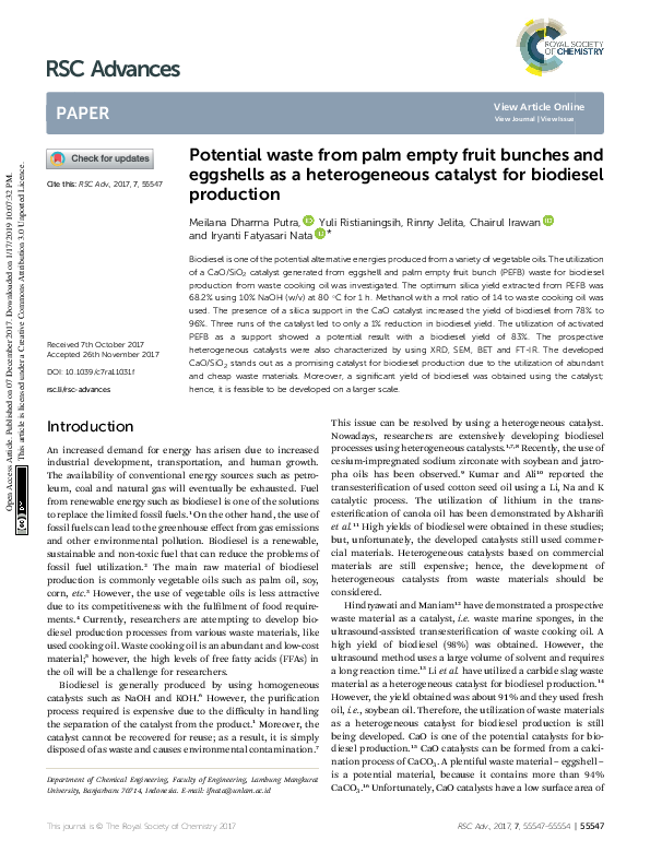 (PDF) Potential waste from palm empty fruit bunches and eggshells as a ...